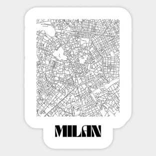 Retro Map of Milan, Italy Minimalist Line Drawing Sticker